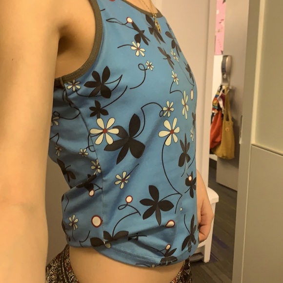 Medium blue flowery tank! - Picture 2 of 3